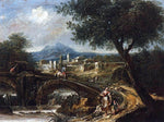  Antonio Diziani Landscape with Bridge - Hand Painted Oil Painting