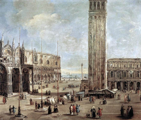  Antonio Stom A View of the Piazza San Marco from the Procuratie Vecchie - Hand Painted Oil Painting