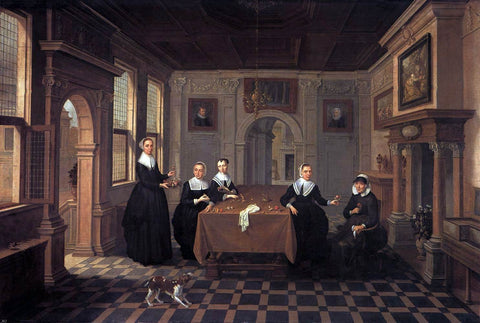  Bartholomeus Van Bassen A Company in an Interior - Hand Painted Oil Painting