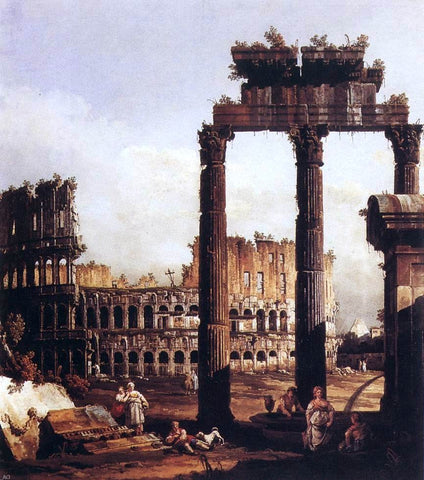  Bernardo Bellotto Capriccio with the Colosseum - Hand Painted Oil Painting