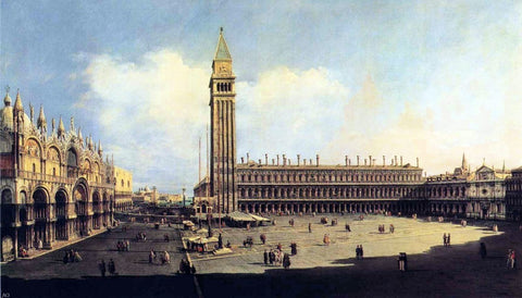  Bernardo Bellotto St. Mark's Square from the Clock Tower Facing the Procuratie Nuove - Hand Painted Oil Painting