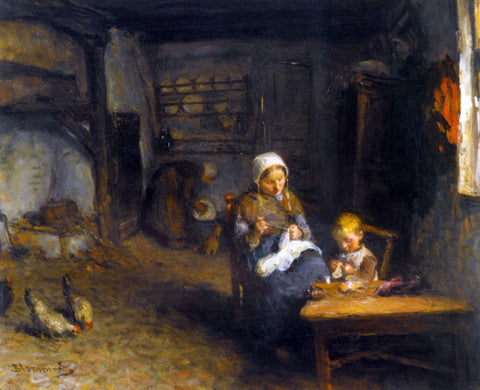  Bernardus Johannes Blommers Mother's Little Helper - Hand Painted Oil Painting