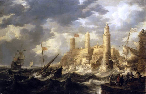  The Elder Bonaventura Peeters Fortified Harbour - Hand Painted Oil Painting