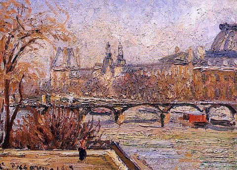  Camille Pissarro The Louvre - Morning - Hand Painted Oil Painting