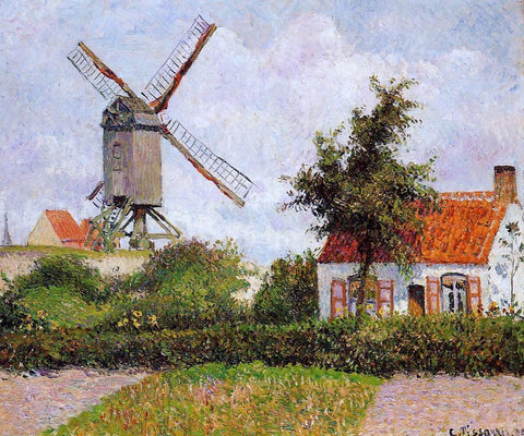  Camille Pissarro A Windmill at Knocke, Belgium - Hand Painted Oil Painting