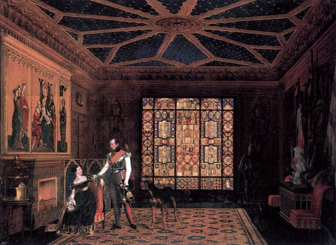  Carl Friedrich Zimmermann Armour Room in the Palace of Prince Frederick of Prussia - Hand Painted Oil Painting