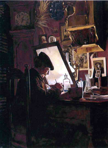  Charles Frederic Ulrich An Amateur Etcher (also known as An Etcher in His Studio) - Hand Painted Oil Painting