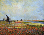  Claude Oscar Monet A Field of Flowers and Windmills near Leiden - Hand Painted Oil Painting