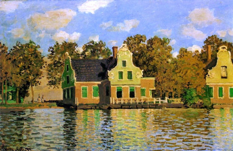 Claude Oscar Monet Houses on the Zaan River at Zaandam - Hand Painted Oil Painting