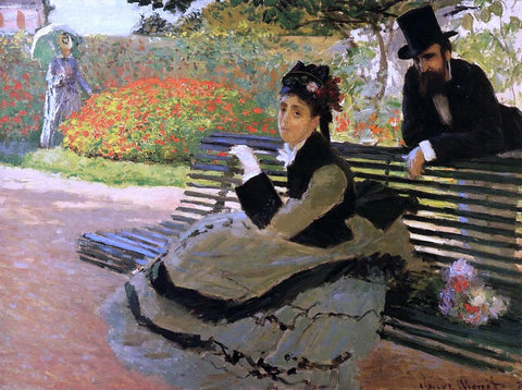  Claude Oscar Monet A Bench (also known as Camille Monet on a Garden Bench) - Hand Painted Oil Painting