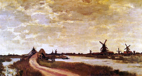  Claude Oscar Monet Windmills at Haaldersbroek, Zaandam - Hand Painted Oil Painting