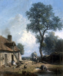  Constant Troyon Figures in a Farmyard - Hand Painted Oil Painting