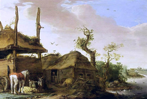  Cornelis Saftleven A Farmstead Near a Stream - Hand Painted Oil Painting