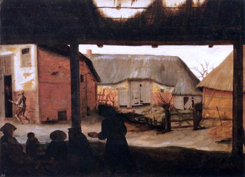  Cornelis Van Dalem Farmyard with a Beggar - Hand Painted Oil Painting