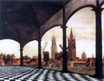  Daniel Vosmaer A View of Delft through an Imaginary Loggia - Hand Painted Oil Painting