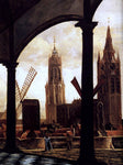  Daniel Vosmaer A View of Delft through an Imaginary Loggia (detail) - Hand Painted Oil Painting