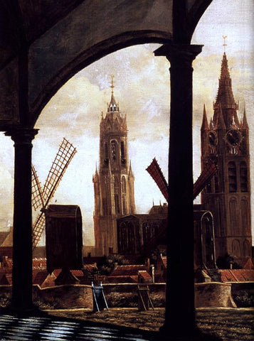  Daniel Vosmaer A View of Delft through an Imaginary Loggia (detail) - Hand Painted Oil Painting
