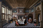  Dirck Van Delen An Interior with Ladies and Gentlemen Dining - Hand Painted Oil Painting