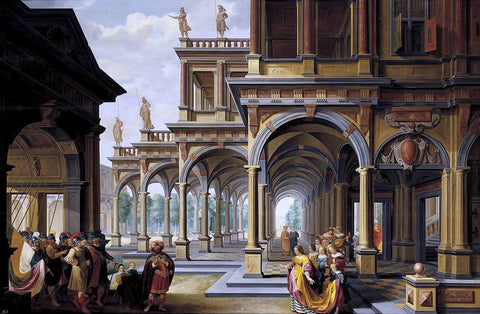 Dirck Van Delen Architectural Capriccio with Jephthah and His Daughter - Hand Painted Oil Painting