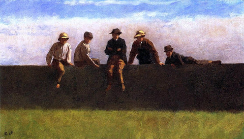  Eastman Johnson Five Boys on a Wall - Hand Painted Oil Painting