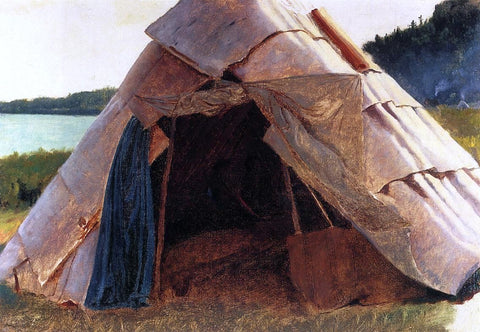  Eastman Johnson Ojibwe Wigwam at Grand Portage - Hand Painted Oil Painting