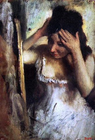  Edgar Degas Woman Combing Her Hair before a Mirror - Hand Painted Oil Painting