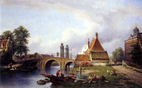  Eduard Alexander Hilverdink Het Rechthuys in Watergraafsmeer, Amsterdam - Hand Painted Oil Painting