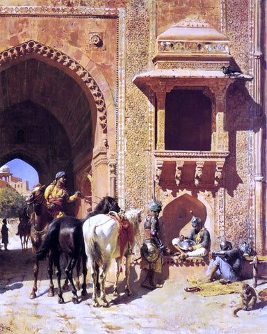  Edwin Lord Weeks Gate of the Fortress at Agra, India - Hand Painted Oil Painting