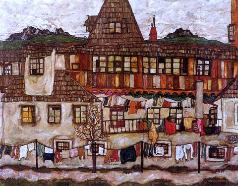  Egon Schiele House with Drying Laundry - Hand Painted Oil Painting