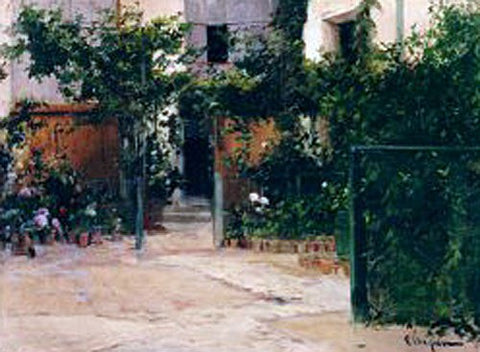  Eliseo Meifren I Roig Casa con Jardin - Hand Painted Oil Painting