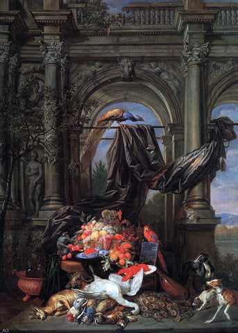  II Erasmus Quellinus Still Life in an Architectural Setting - Hand Painted Oil Painting