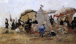  Eugene-Louis Boudin Woman and Children on the Beach at Trouville - Hand Painted Oil Painting