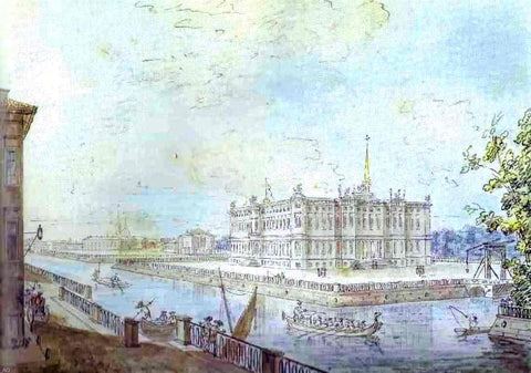  Fedor Yakovlevich Alekseev View of the Mikhailovsky Castle in St. Petersburg - Hand Painted Oil Painting