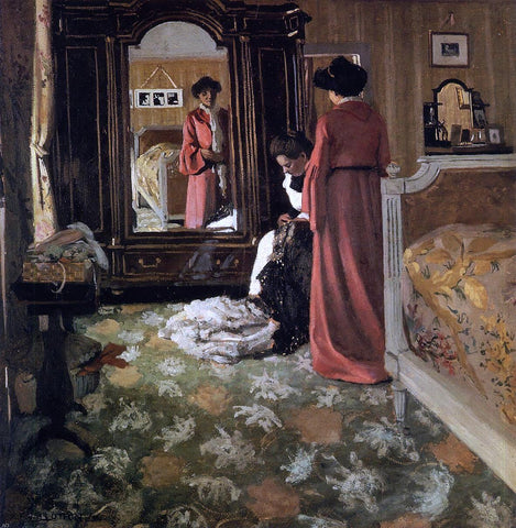  Felix Vallotton Interior, Bedroom with Two Figures - Hand Painted Oil Painting