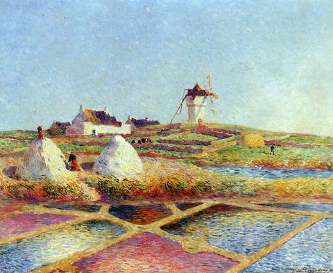  Ferdinand Du Puigaudeau Landscape with Mill near the Salt Ponds - Hand Painted Oil Painting