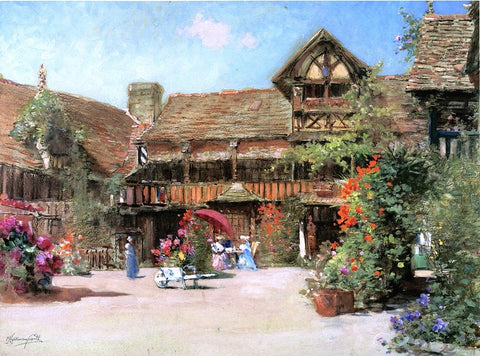  Francis Hopkinson Smith The Garden Courtyard of the Inn of William the Conquerer - Hand Painted Oil Painting