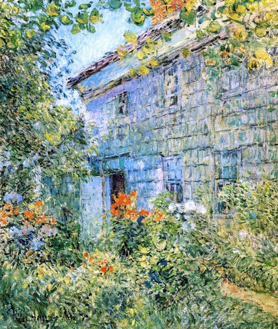  Frederick Childe Hassam An Old House and Garden, East Hampton - Hand Painted Oil Painting