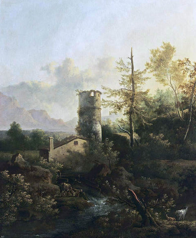  Frederick De Moucheron Mountainous Wooded River Landscape - Hand Painted Oil Painting