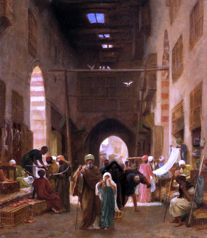  Frederick Goodall Bazaar in Cairo - Hand Painted Oil Painting