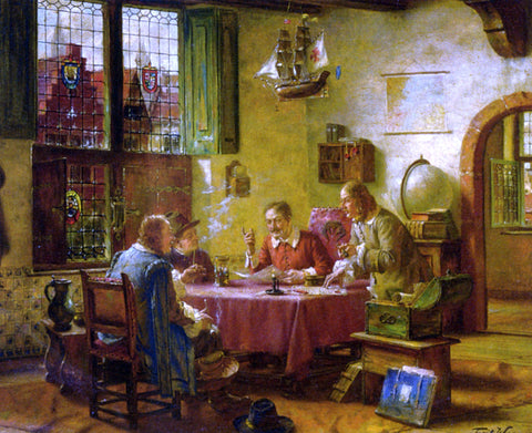  Fritz Wagner Figures in an Interior - Hand Painted Oil Painting