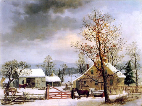  George Henry Durrie A New England Winter Scene - Hand Painted Oil Painting
