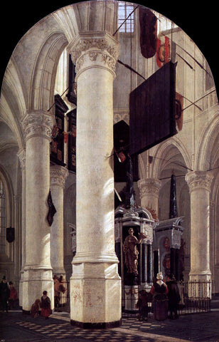  Gerard Houckgeest The Nieuwe Kerk in Delft with the Tomb of William the Silent - Hand Painted Oil Painting