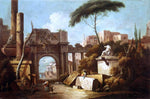  Giuseppe Zais Ancient Ruins with a Great Arch and a Column - Hand Painted Oil Painting