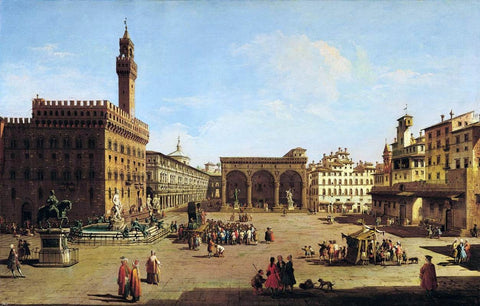  Giuseppe Zocchi The Piazza della Signoria in Florence - Hand Painted Oil Painting
