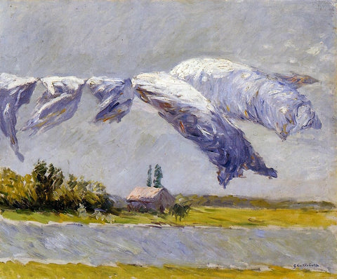  Gustave Caillebotte Laundry Drying, Petit Gennevilliers - Hand Painted Oil Painting