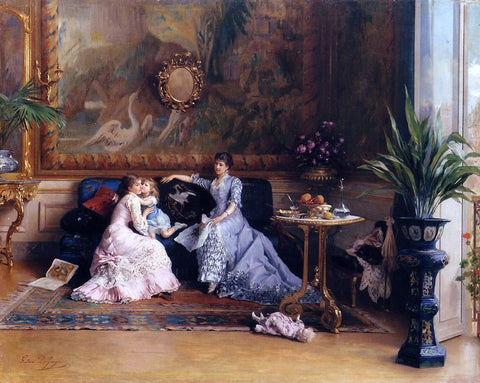  Gustave-Leonard De Jonghe The Afternoon Visit - Hand Painted Oil Painting