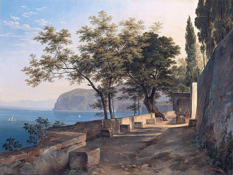  Heinrich Carl Reinhold Terrace of the Capucin Priory in Sorrento - Hand Painted Oil Painting
