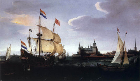  Hendrick Cornelisz Vroom Arrival of a Dutch Three-Master at Schloss Kronberg - Hand Painted Oil Painting