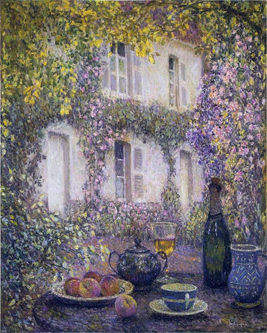  Henri Le Sidaner Table at the Mansion with Flowers - Hand Painted Oil Painting