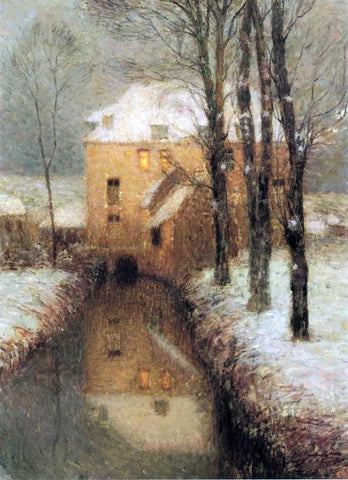  Henri Le Sidaner A Canal, Snow - Hand Painted Oil Painting